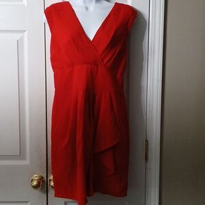 Forever 21 red capped sleeve holiday valentine  V-neck dress  Sz M EUC